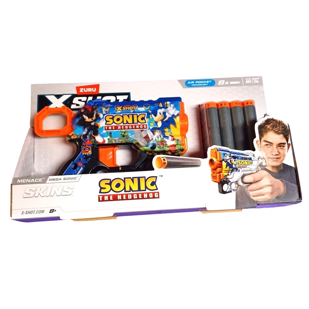 NEW Zuru X-Shot Skins Sonic The Hedgehog & Shadow Kids Toy Dart Blaster Gun